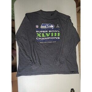 Seattle Seahawks Superbowl 48 Gray Men's Cotton Long Sleeve T-Shirt 3XL(AA40)